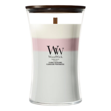 WoodWick Floral Blossoms Kerze mit sichtbarem Holzdocht und Holzdeckel