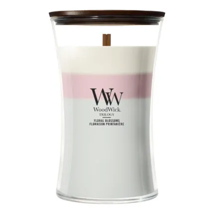 WoodWick Floral Blossoms Kerze mit sichtbarem Holzdocht und Holzdeckel