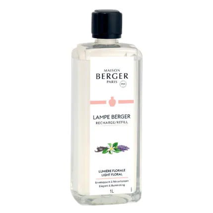 Maison Berger Nachfüllflasche Lumière Florale mit schwarzem Verschluss auf weißem Hintergrund