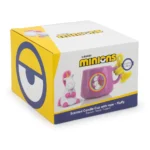 Minions-Verpackung mit pinker Kerzentasse und gelber Kordel
