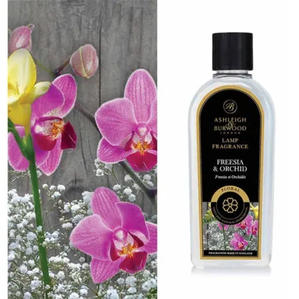 Ashleigh & Burwood Duftlampenöl Freesia & Orchid zwischen gelben und violetten Blüten