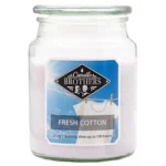 Candle Brothers Fresh Cotton Duftkerze im Glas mit Etikett und zwei Dochten