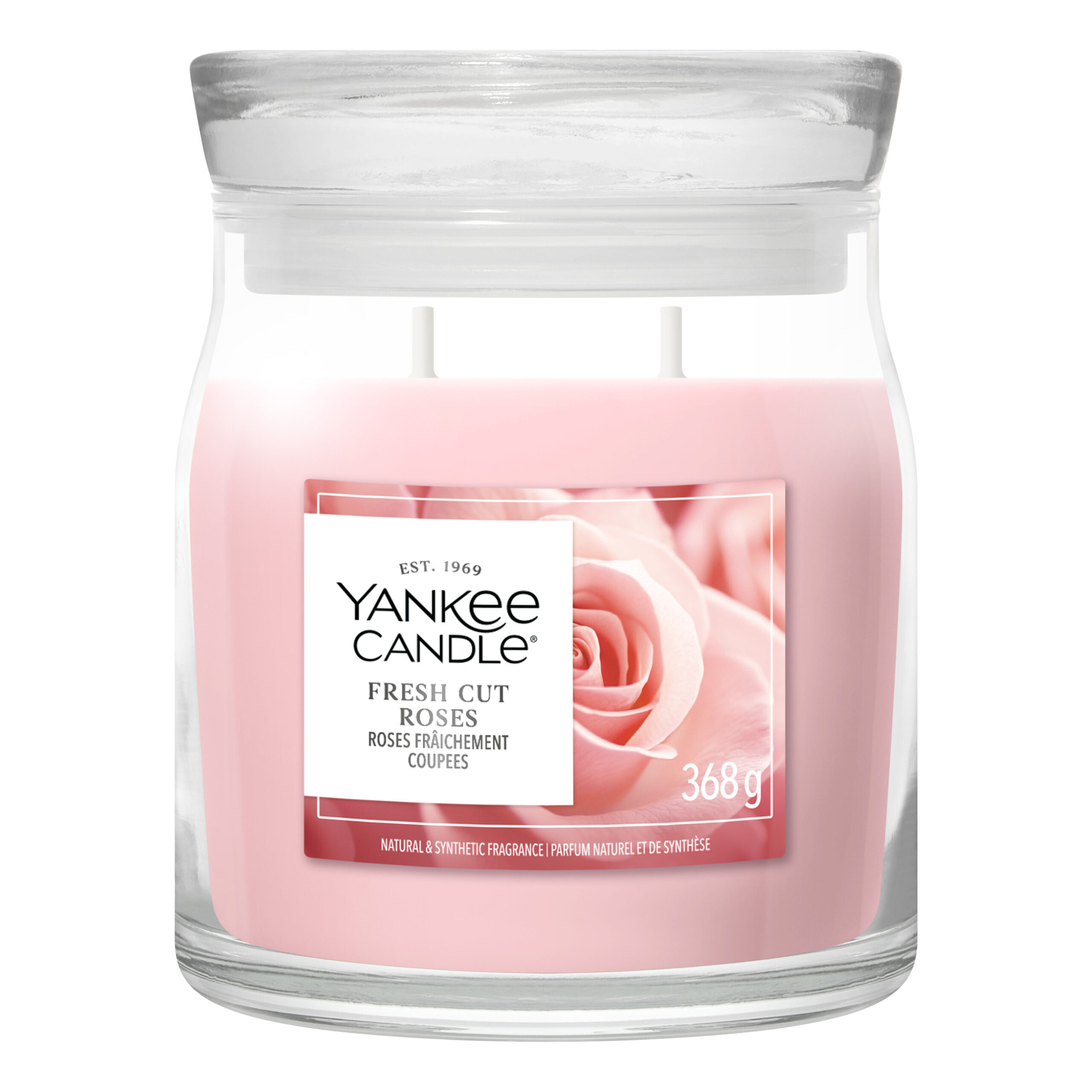 kerze, rose, pink, glasbehälter, yankee candle Fresh Cut Roses 368g 2-Docht – Hauptansicht