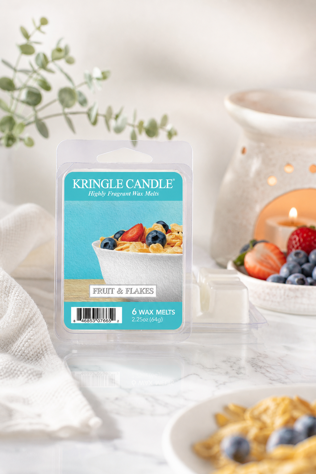 Fruit & Flakes Wax Melts 64g in einer stimmungsvollen Anwendungsszene