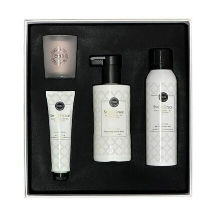 Geschenkset Sweet Grace mit Kerze, Handcreme, Handseife und Wäscheduftspray