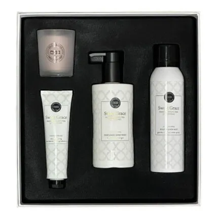 Geschenkset Sweet Grace mit Kerze, Handcreme, Handseife und Wäscheduftspray