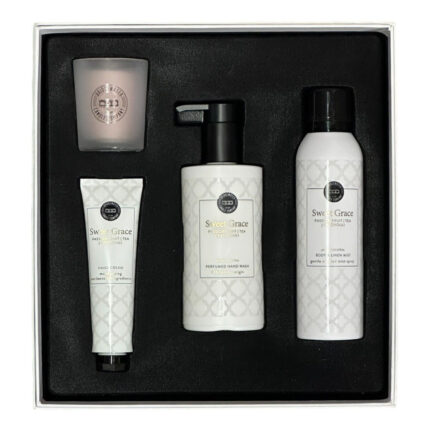 Bridgewater Wellness-Geschenkset mit Kerze, Handcreme, Handseife und Körperspray