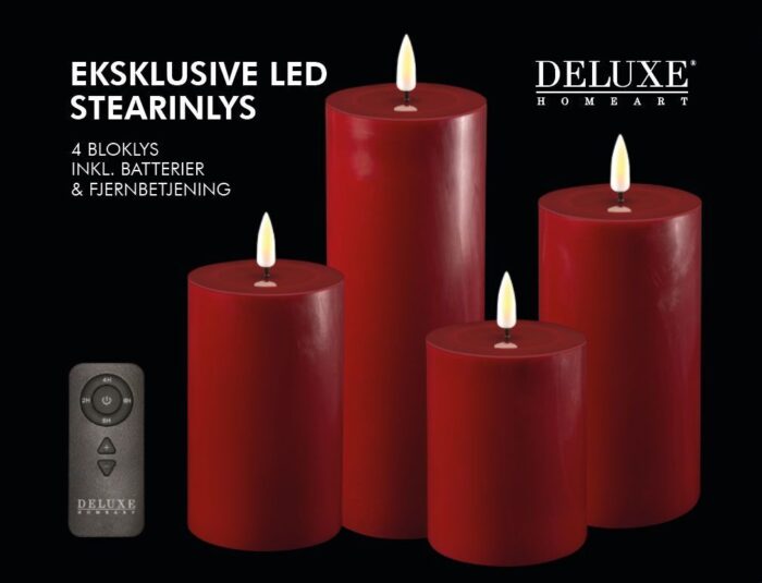 Giftbox Stumpenkerzen LED bordeaux – Produktansicht