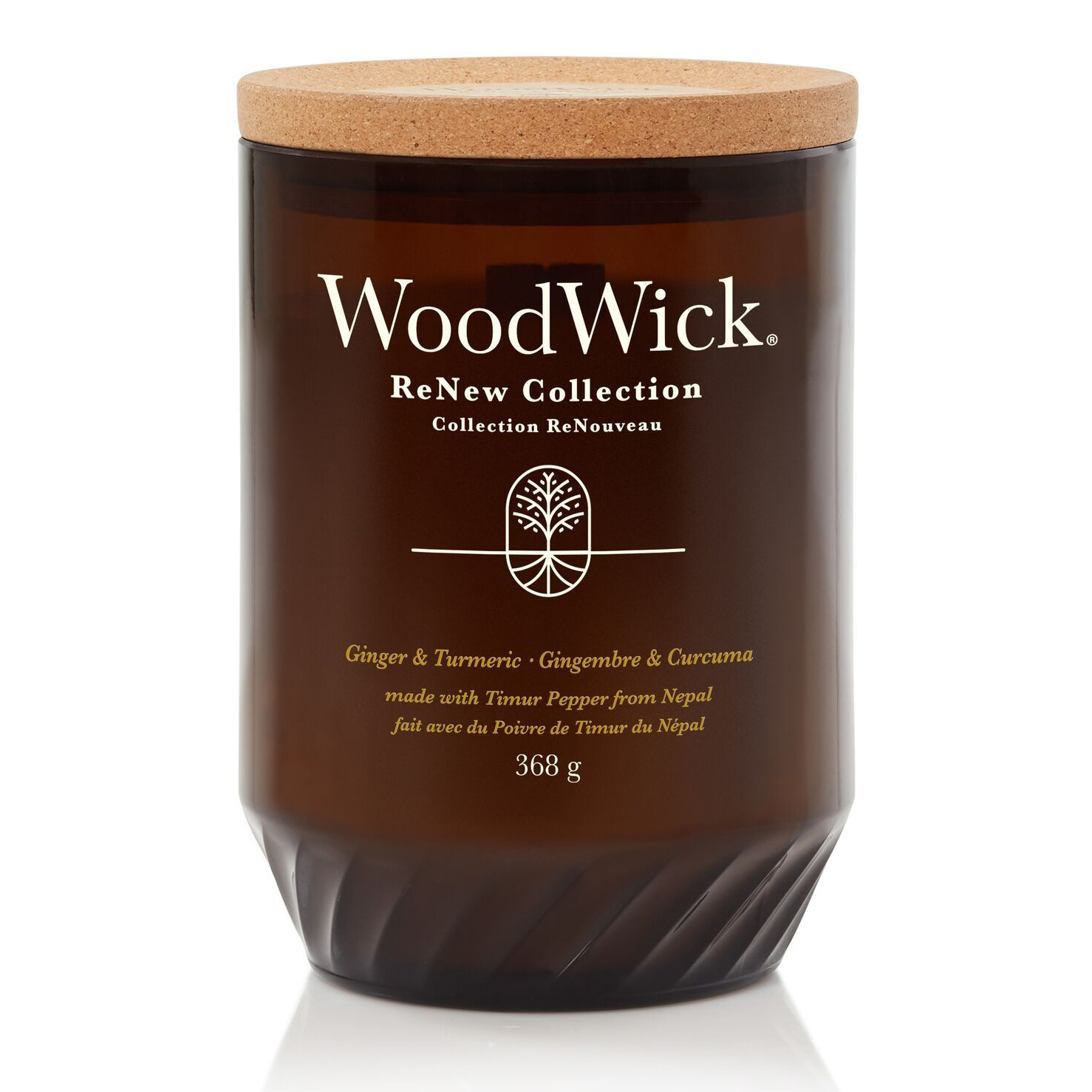 WoodWick Ginger & Turmeric Kerze WoodWick Ginger & Turmeric Kerze mit Korkdeckel und Etikett