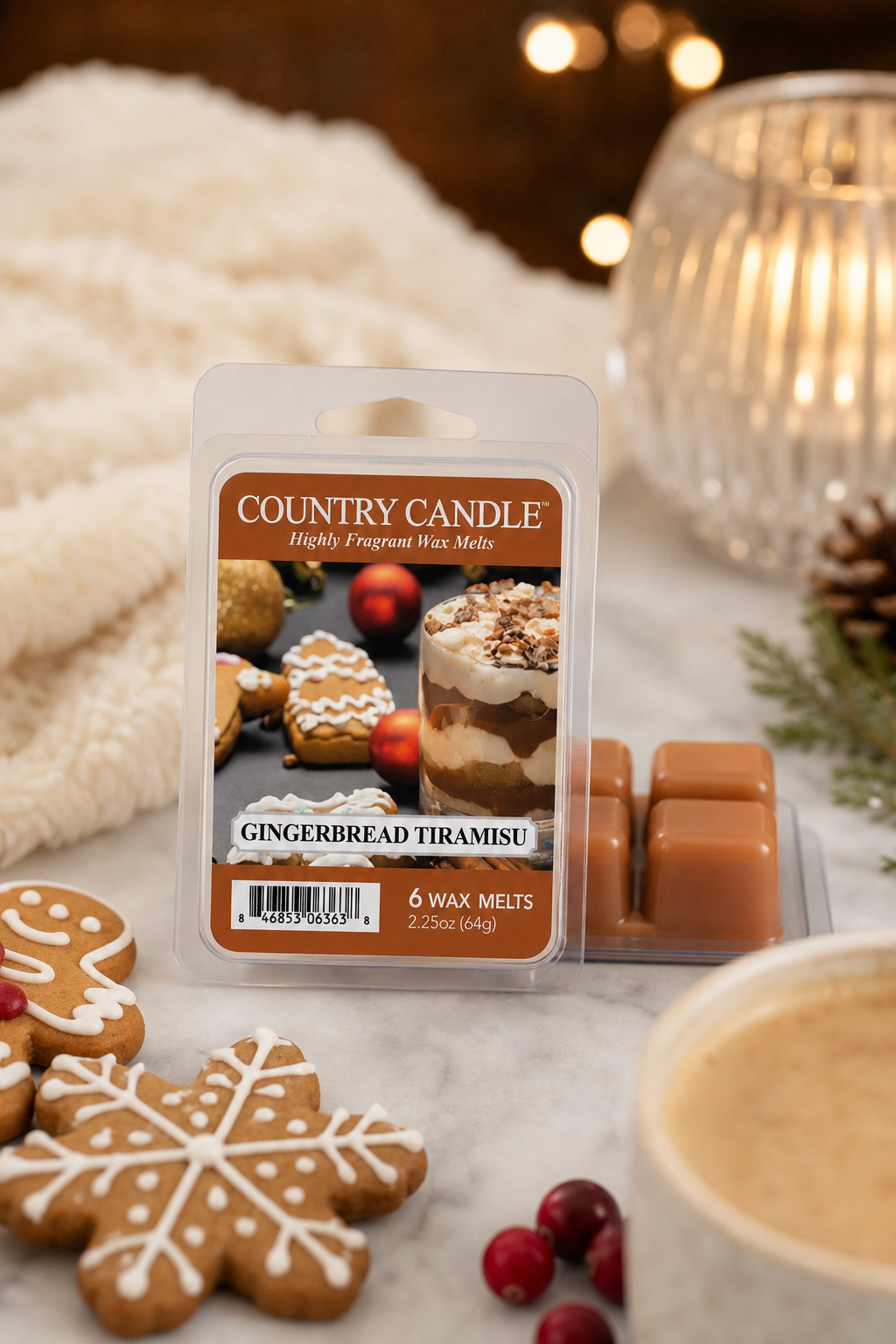 Gingerbread Tiramisu Wax Melts 64g in einer stimmungsvollen Anwendungsszene