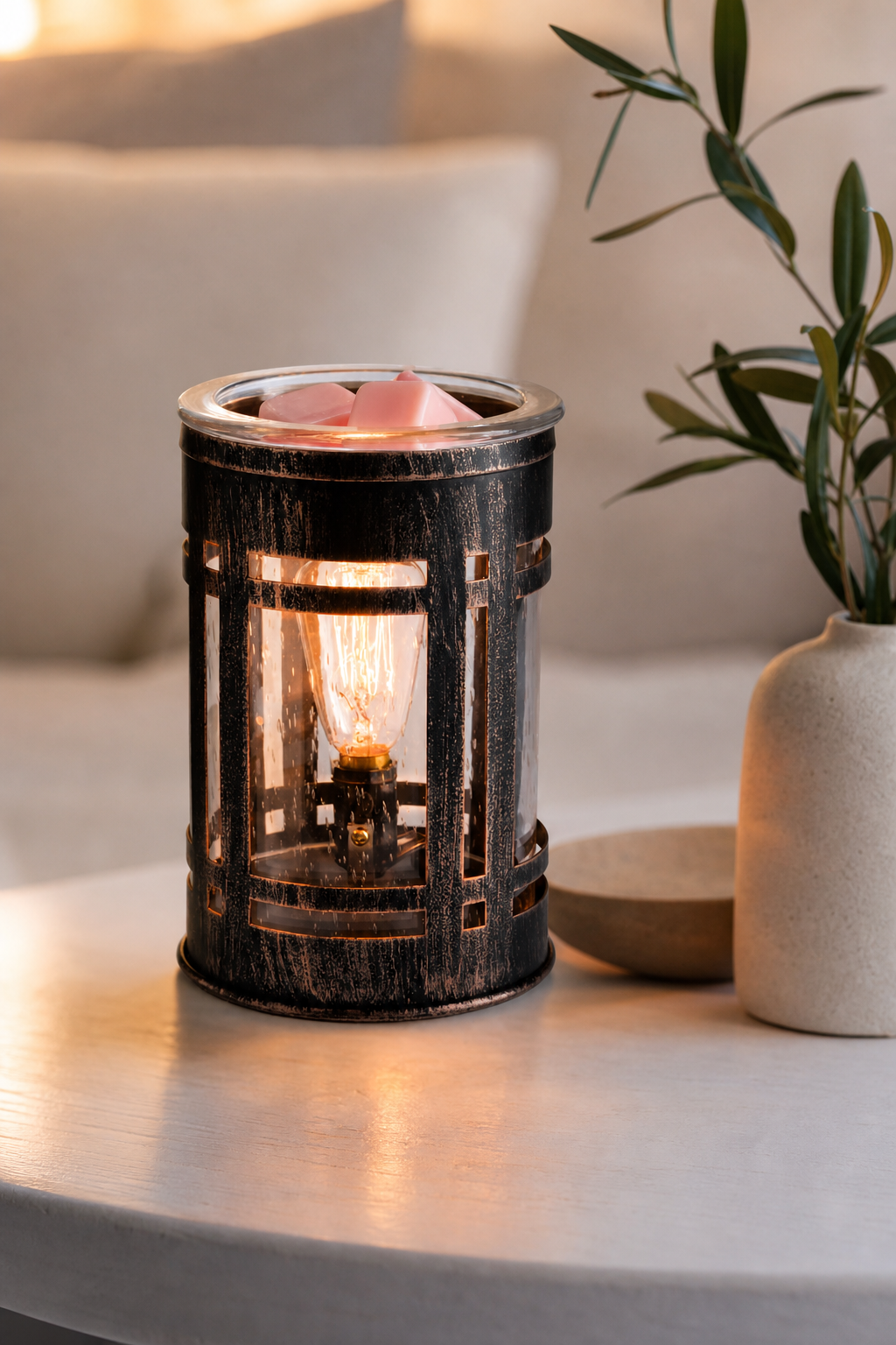 Glass Mason Jar Edison Bulb Duftlampe in einer stimmungsvollen Anwendungsszene