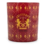 Rote Gryffindor-Kerze mit goldenem Wappen und wiederholtem Gryffindor-Muster