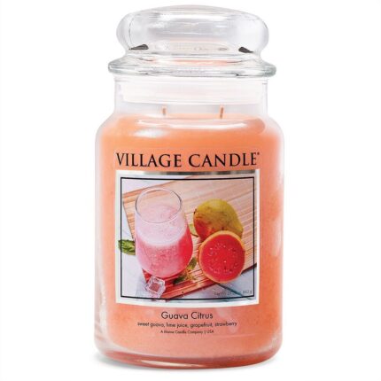 Village Candle Guava Citrus Kerze im Glas mit Deckel und zwei Dochten