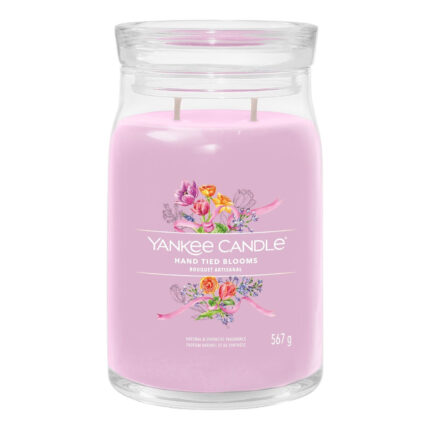 Rosa Yankee Candle Hand Tied Blooms Duftkerze im Glas mit Blumenmotiv