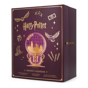 Geschlossener Harry Potter Adventskalender mit Hogwarts-Motiv und seitlichem Verschluss