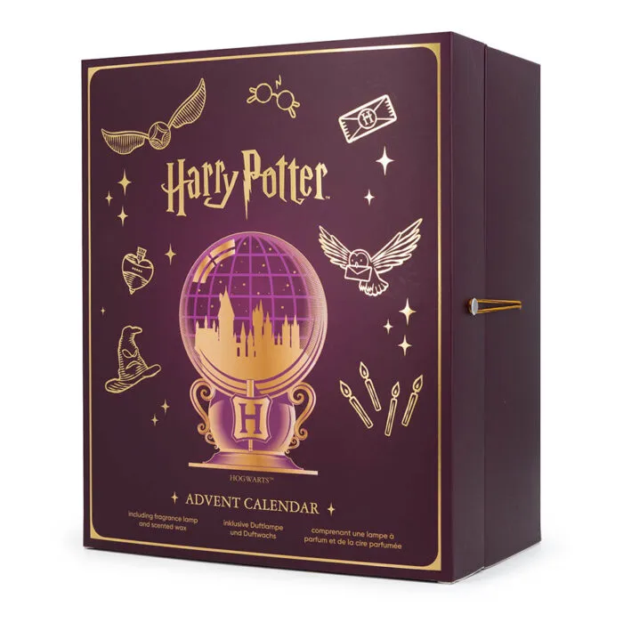 Geschlossener Harry Potter Adventskalender mit Hogwarts-Motiv und seitlichem Verschluss