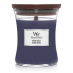 WoodWick Hinoki Dahlia Kerze mit sichtbarem Docht und Holzdeckel