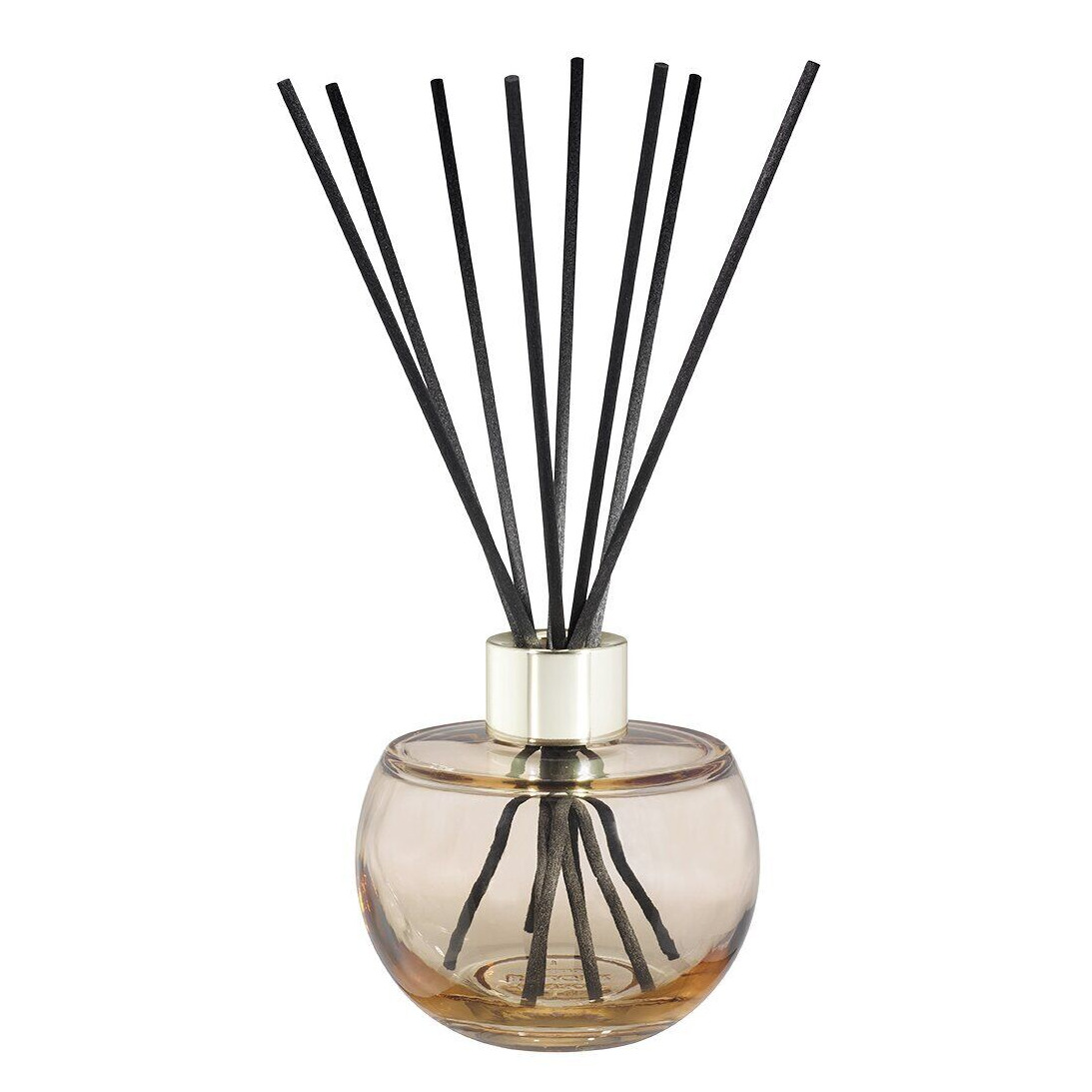 Detailansicht des Diffusers Nahaufnahme des runden Diffusers mit schwarzen Duftstäbchen und Metallverschluss