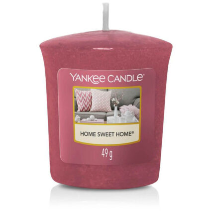 Rote Yankee Candle mit Docht und Etikett Home Sweet Home, 49 g