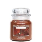 Village Candle Italian Leather Kerze im Glas mit geschlossenem transparentem Deckel