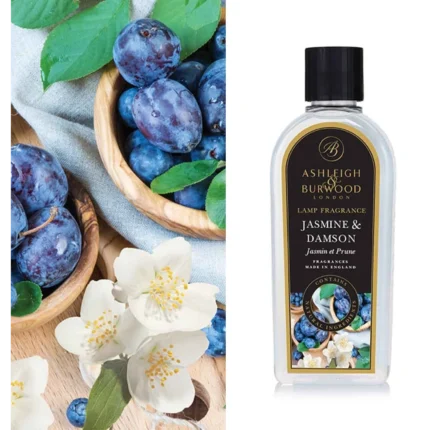 Flasche Ashleigh & Burwood Lamp Fragrance Jasmine & Damson mit Pflaumen und weißen Blüten
