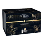 Frontansicht der schwarzen Maison-Berger-Paris-Verpackung mit Blumenmotiven