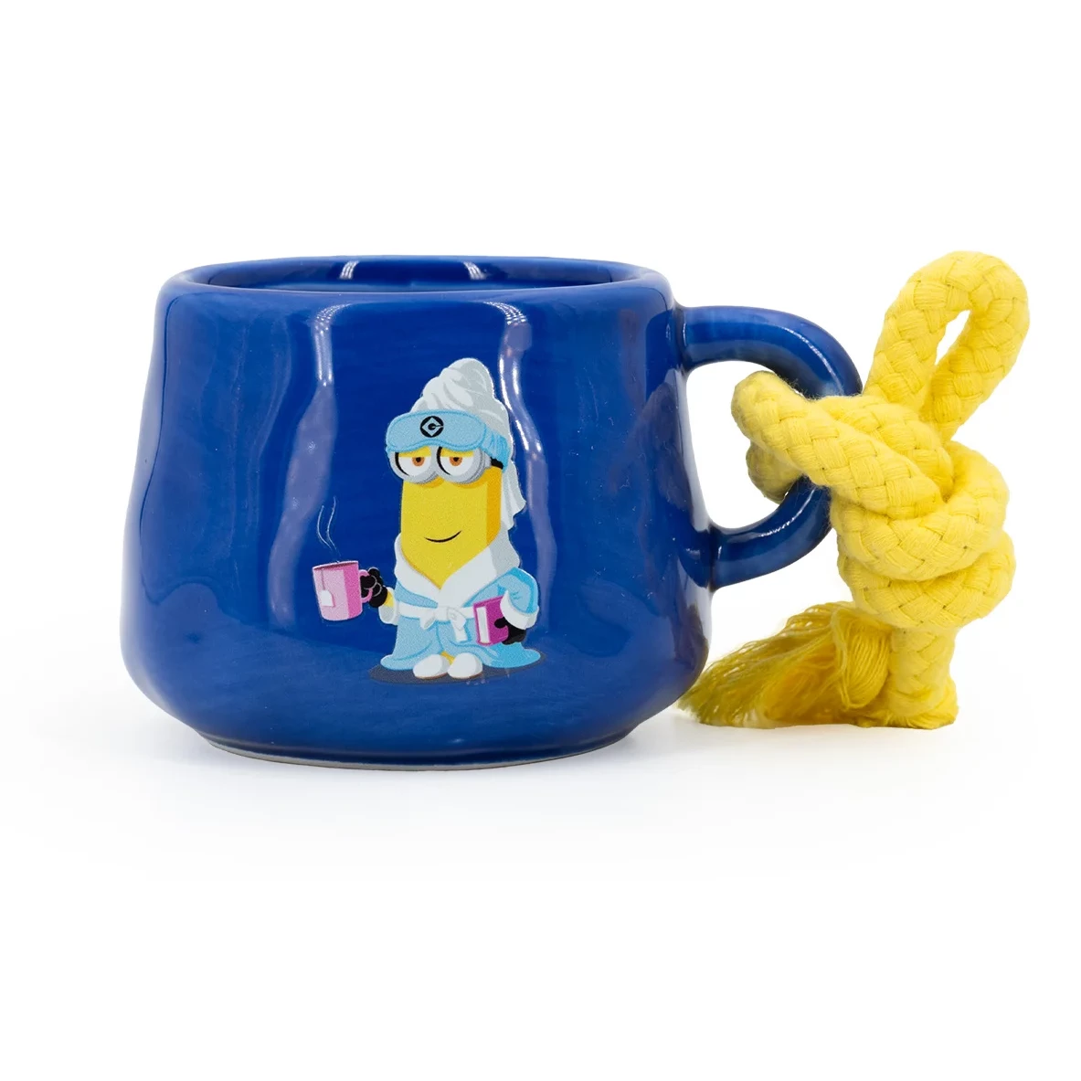 Kevin Minions Kerzentasse Blaue Kerzentasse mit Kevin-Motiv und gelber Kordel
