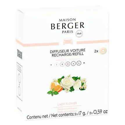 Verpackung der Maison Berger Paris Lady Flower Autoduft-Nachfüller