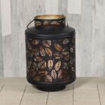 Laterne mit Blätterdesign schwarz 30cm – Produktansicht