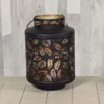 Laterne mit Blätterdesign schwarz 30cm – Produktansicht