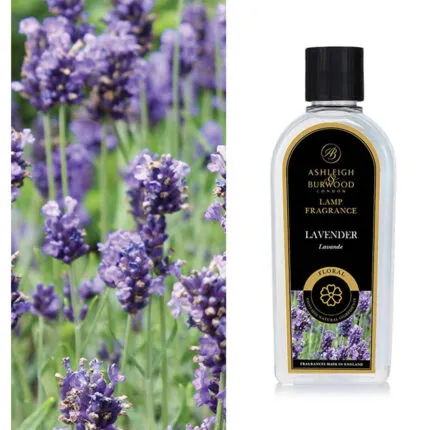 Lavendel-Lampenparfüm in transparenter Flasche mit schwarzem Verschluss