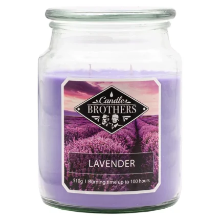 Lavender Duftkerze von Candle Brothers mit sichtbaren zwei Dochten