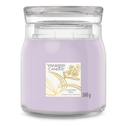 Yankee Candle Lavender Bliss Kerze im Glas mit Deckel und sichtbarem Etikett