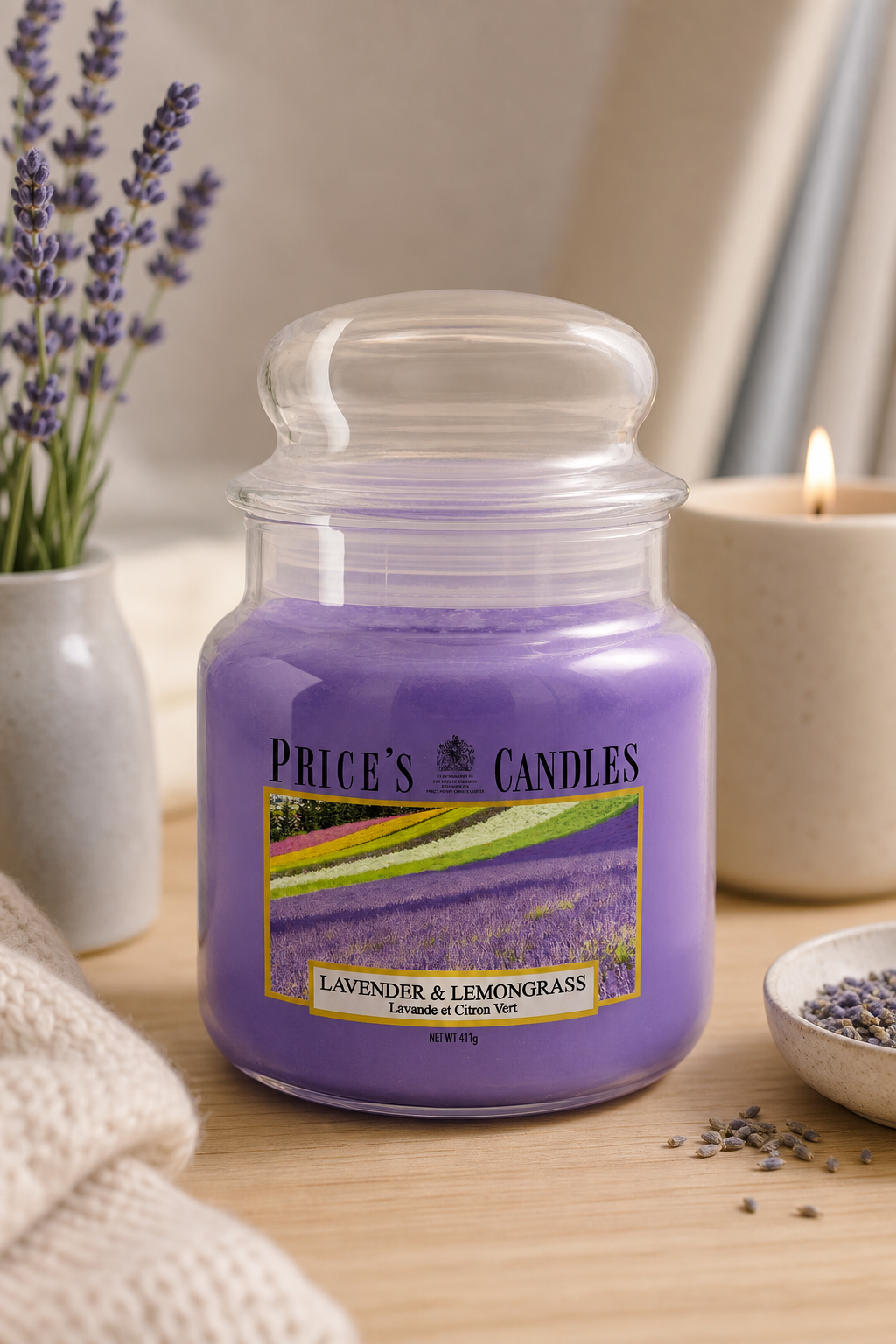 Lavender & Lemongrass 411g in einer stimmungsvollen Anwendungsszene