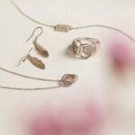 Schmuckset mit Halskette, Ring und zwei Ohrhängern