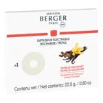 Verpackung des Diffuser-Nachfüllers mit Vanille, Kaffeebohnen und Vanilleblüte