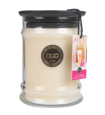 Cremefarbene Bridgewater Kerze im Glas mit schwarzem Deckel