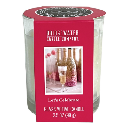 Bridgewater Glasvotivkerze mit rotem Etikett und sichtbarer Gewichtsangabe 99 g