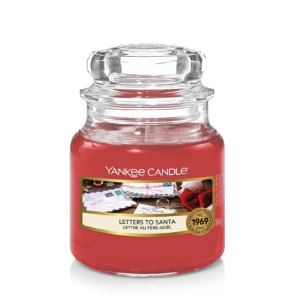 Rote Yankee-Candle-Kerze im Glas mit transparentem Deckel