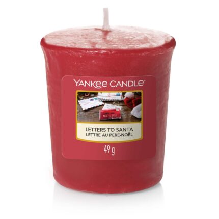 Rote Yankee Candle mit Docht und Etikett Letters to Santa, 49 g