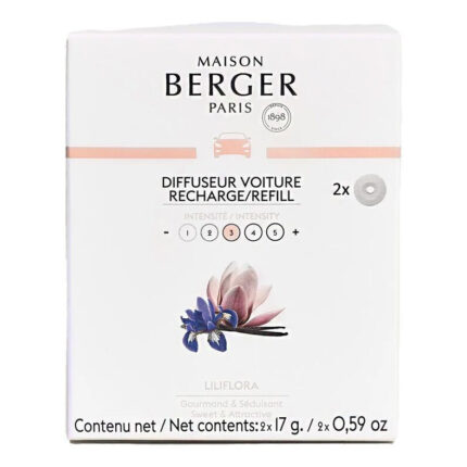Verpackung des Maison Berger Paris Liliflora Autoduft-Nachfüllers