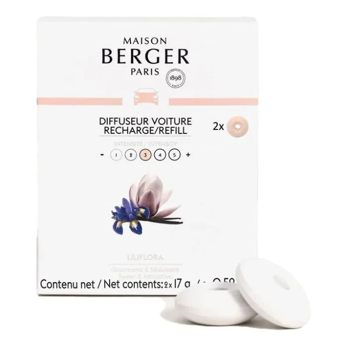 Maison Berger Paris Verpackung mit zwei Liliflora Autoduft-Nachfüllern