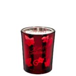 Rotes Kerzenglas der Sweet Duftkerze mit Blumen- und Schmetterlingsmotiv