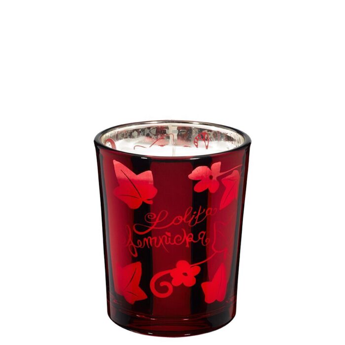 Rotes Kerzenglas der Sweet Duftkerze mit Blumen- und Schmetterlingsmotiv