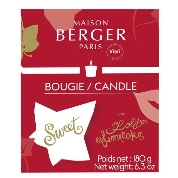 Vorderseite der Maison Berger Sweet Kerzenverpackung mit 180 g Inhalt