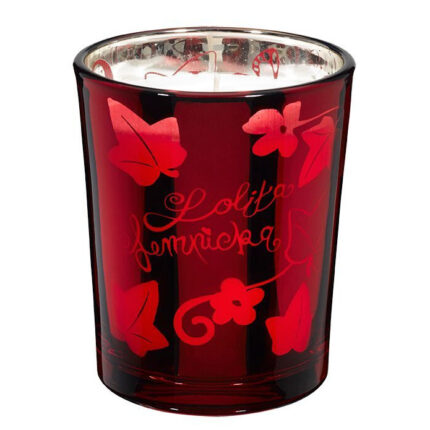 Rotes Kerzenglas der Sweet Duftkerze mit Blumen- und Schmetterlingsmotiv