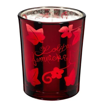 Rotes Kerzenglas der Sweet Duftkerze mit Blumen- und Schmetterlingsmotiv