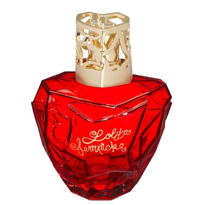 Detailansicht der roten Lampe mit goldener Lolita-Lempicka-Schrift