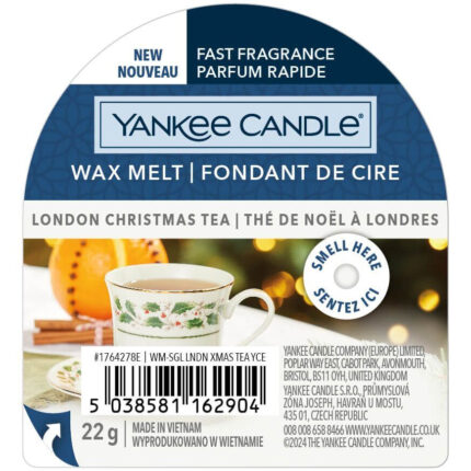 Vorderseite der Yankee Candle London Christmas Tea Wax Melt Verpackung