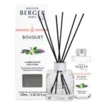 Maison Berger Diffuser mit schwarzen Duftstäbchen, Verpackung und Nachfüllflasche